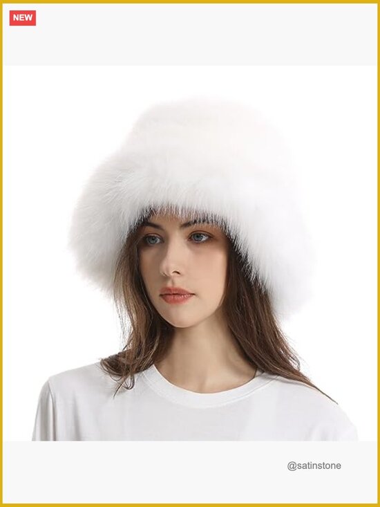 Women\'s Faux Fur Bucket Hat with UPF 15 Waterproof